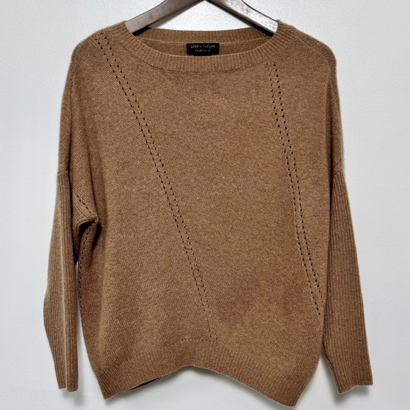 Lord & Taylor 100% Cashmere Sweater Relaxed Fit Caramel/Camel Tan Women's XS/S - Picture 2 of 13